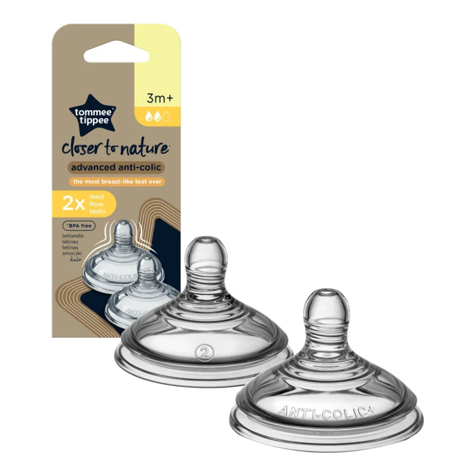 Lot de 2 tétines anti-coliques avancé débit moyen 3 mois et +