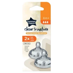 Lot de 2 tétines easi-vent debit rapide tommee tippee 6 mois +