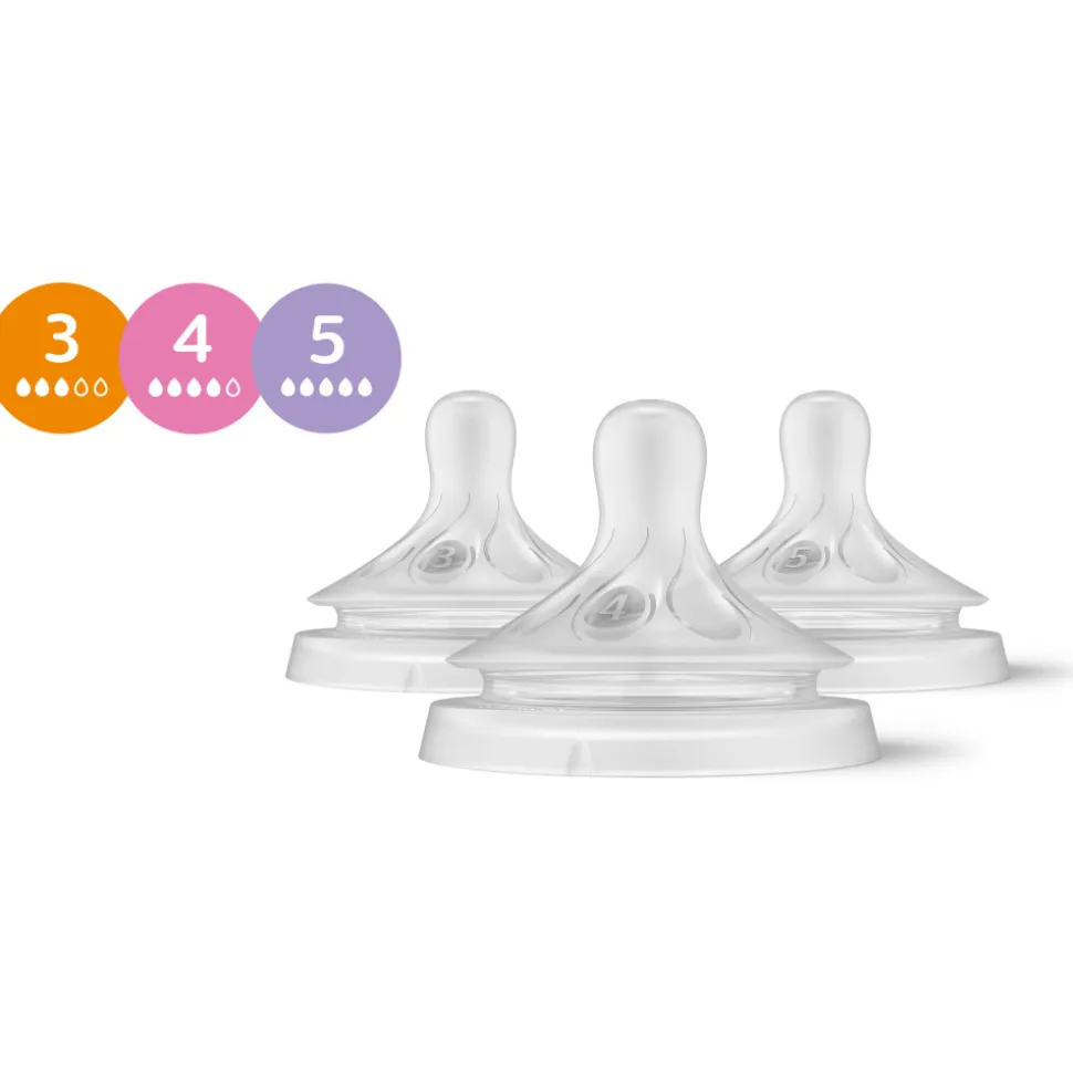 Lot de 3 tétines natural response - débit 3, 4 et 5 scy960/03
