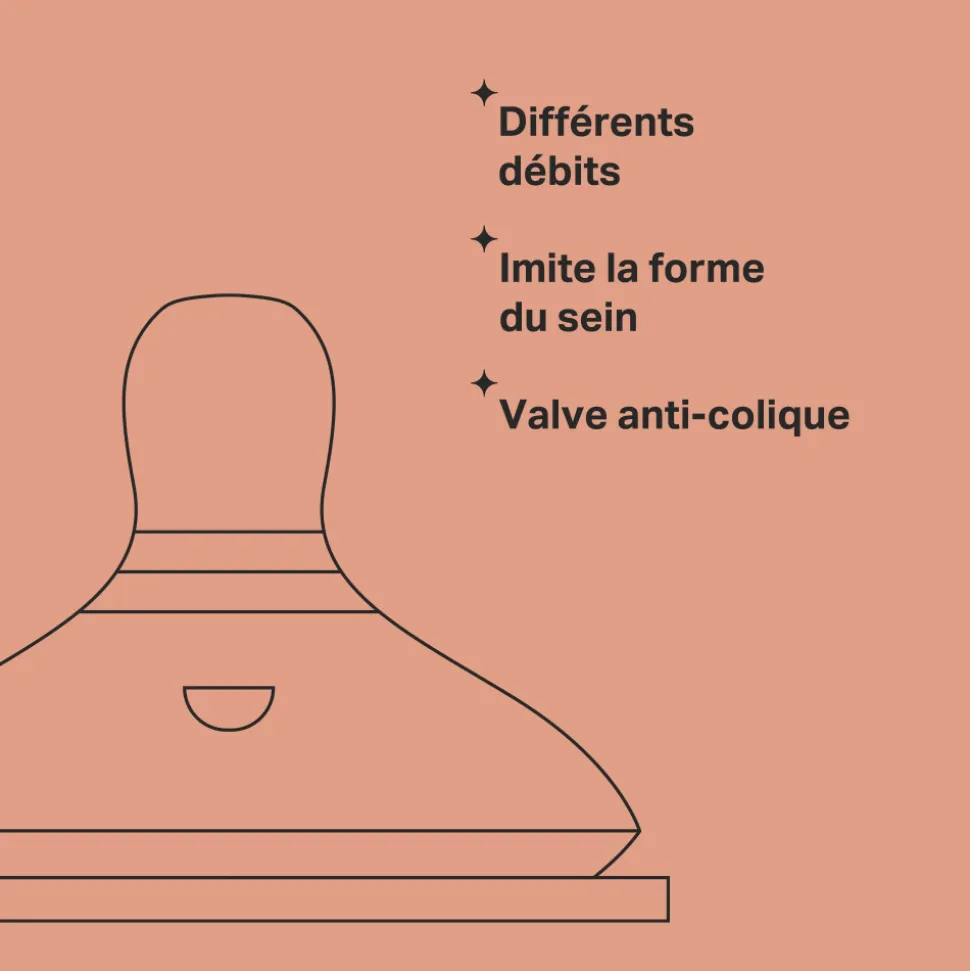 Lot de 2 tétines natural start débit moyen