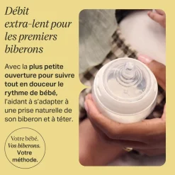 Lot de 2 tétines pour biberon natural start clear débit lent