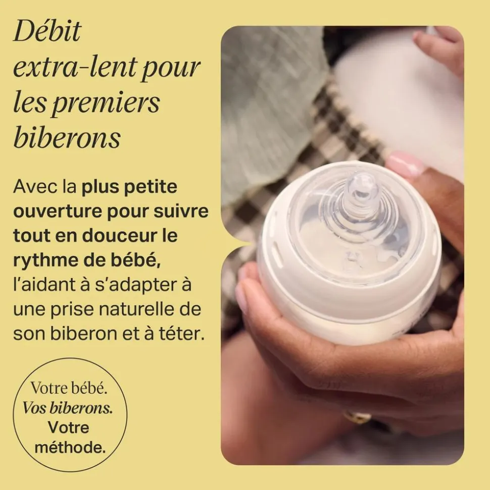 Lot de 2 tétines pour biberon natural start clear débit lent