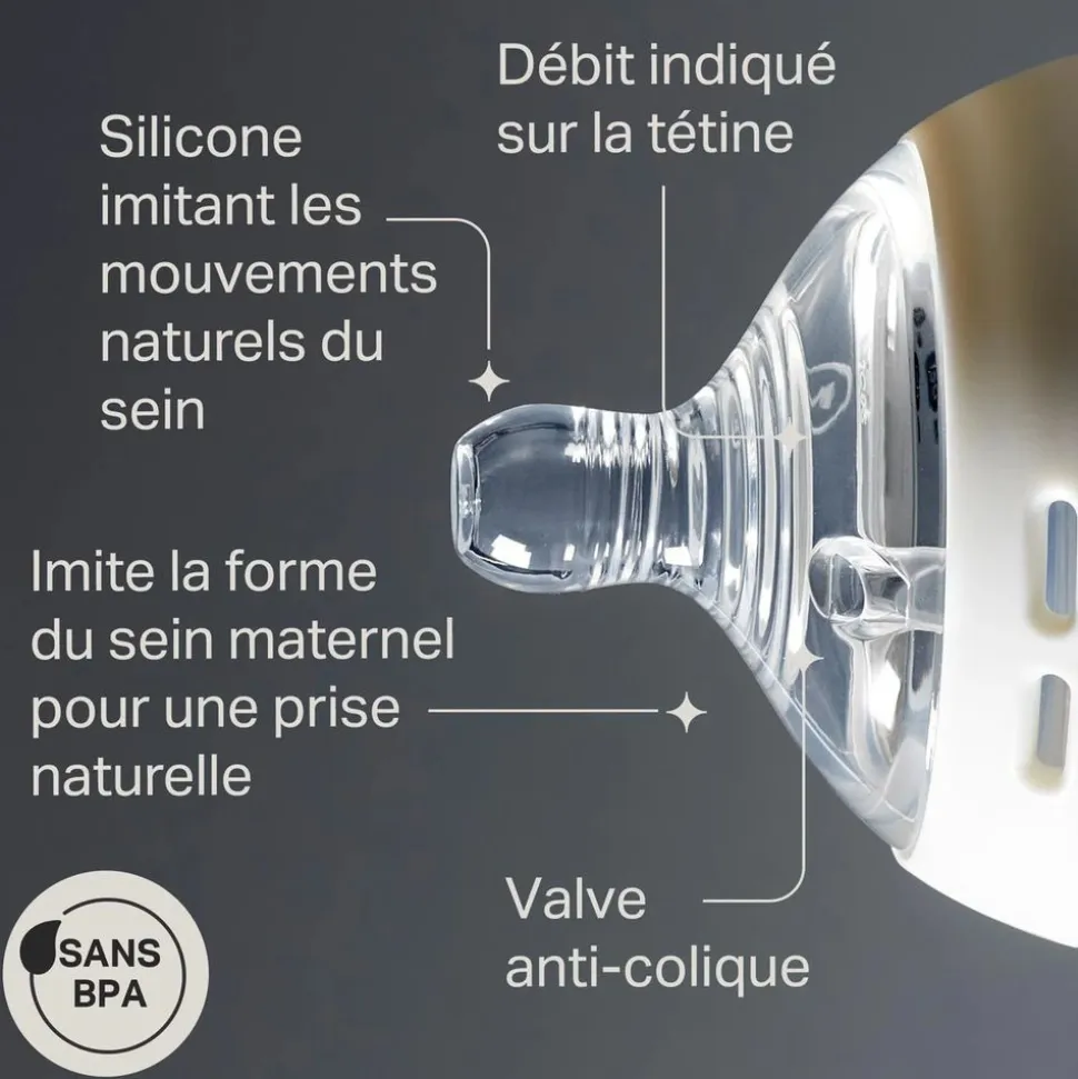 Lot de 2 tétines pour biberon natural start clear débit extra-lent 0 mois