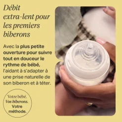 Lot de 2 tétines pour biberon natural start clear débit extra-lent 0 mois