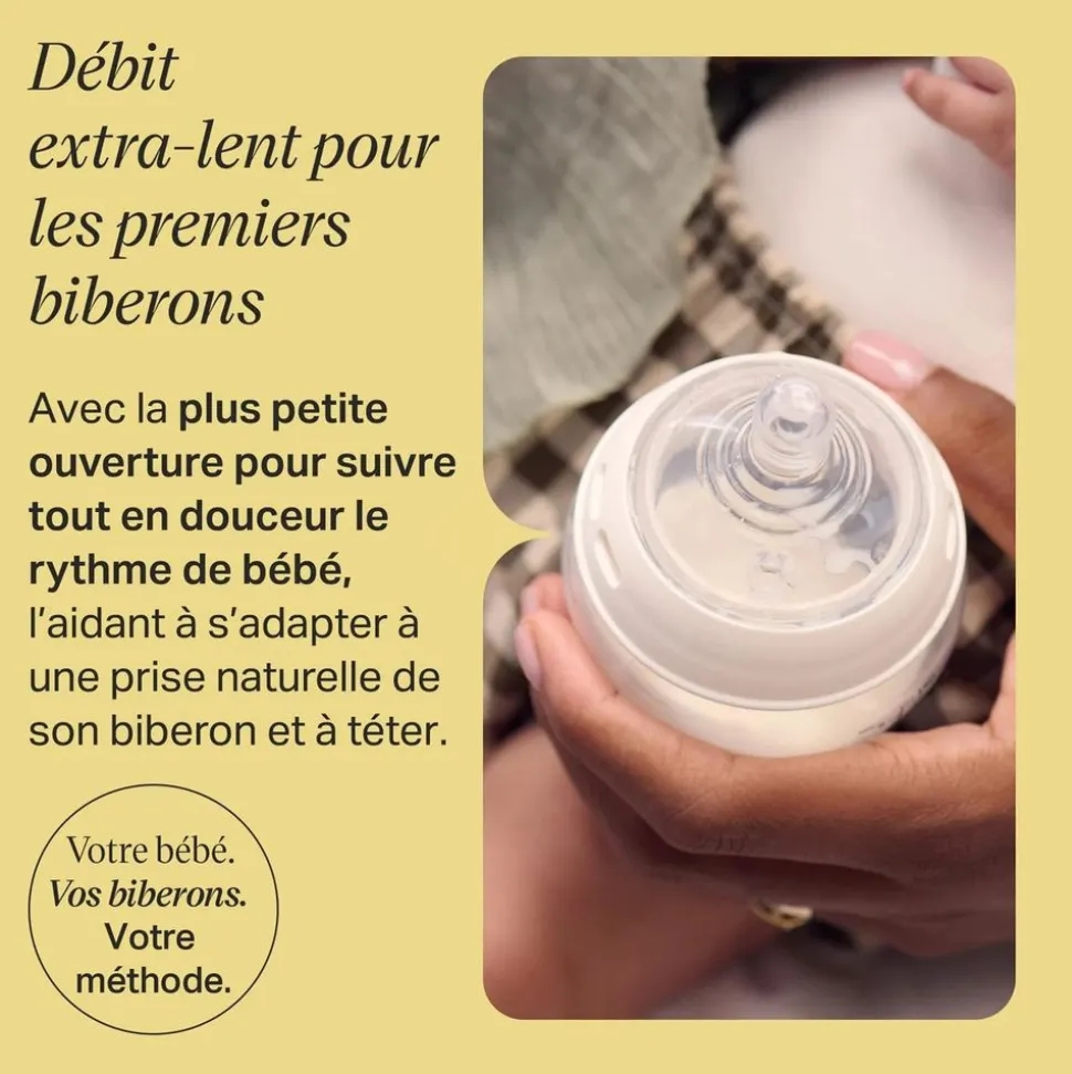 Lot de 2 tétines pour biberon natural start clear débit extra-lent 0 mois