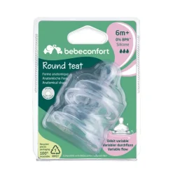 Lot de 2 tétines ronde silicone 3 vitesses 6 mois
