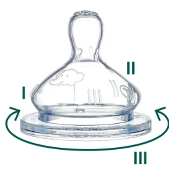 Lot de 2 tétines ronde silicone 3 vitesses taille 1