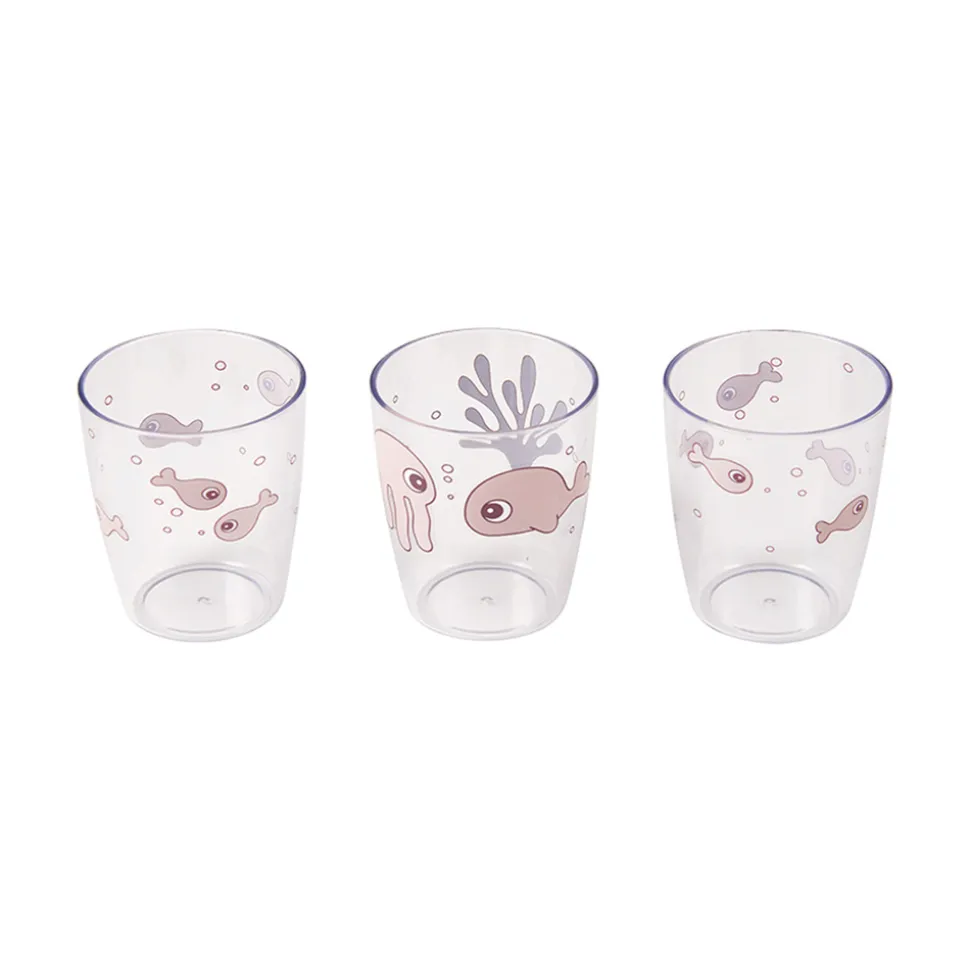 Lot de 3 yummy mini gobelet sea friends rose poudré