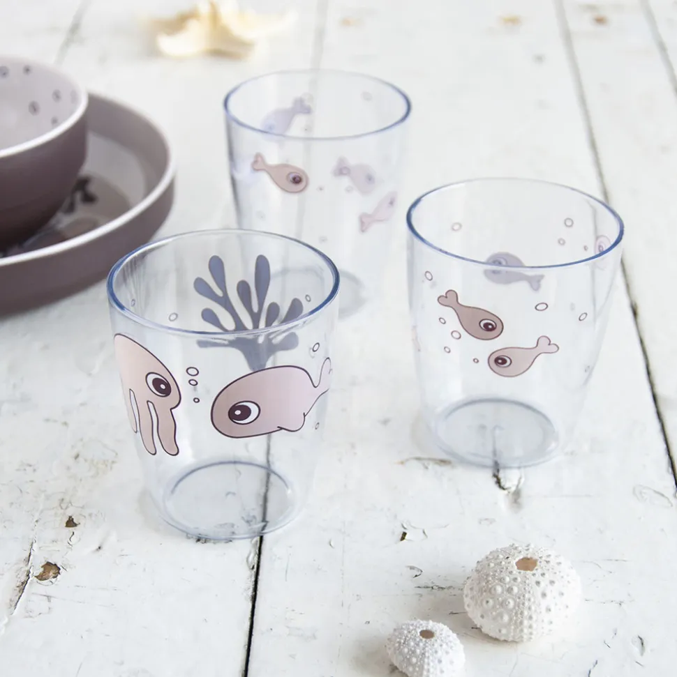 Lot de 3 yummy mini gobelet sea friends rose poudré