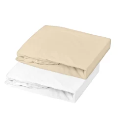 Lot 2 draps-housses jersey 60x120 cm blanc / cailloux