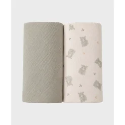 Lot 2 langes 100x100cm mousseline - vert