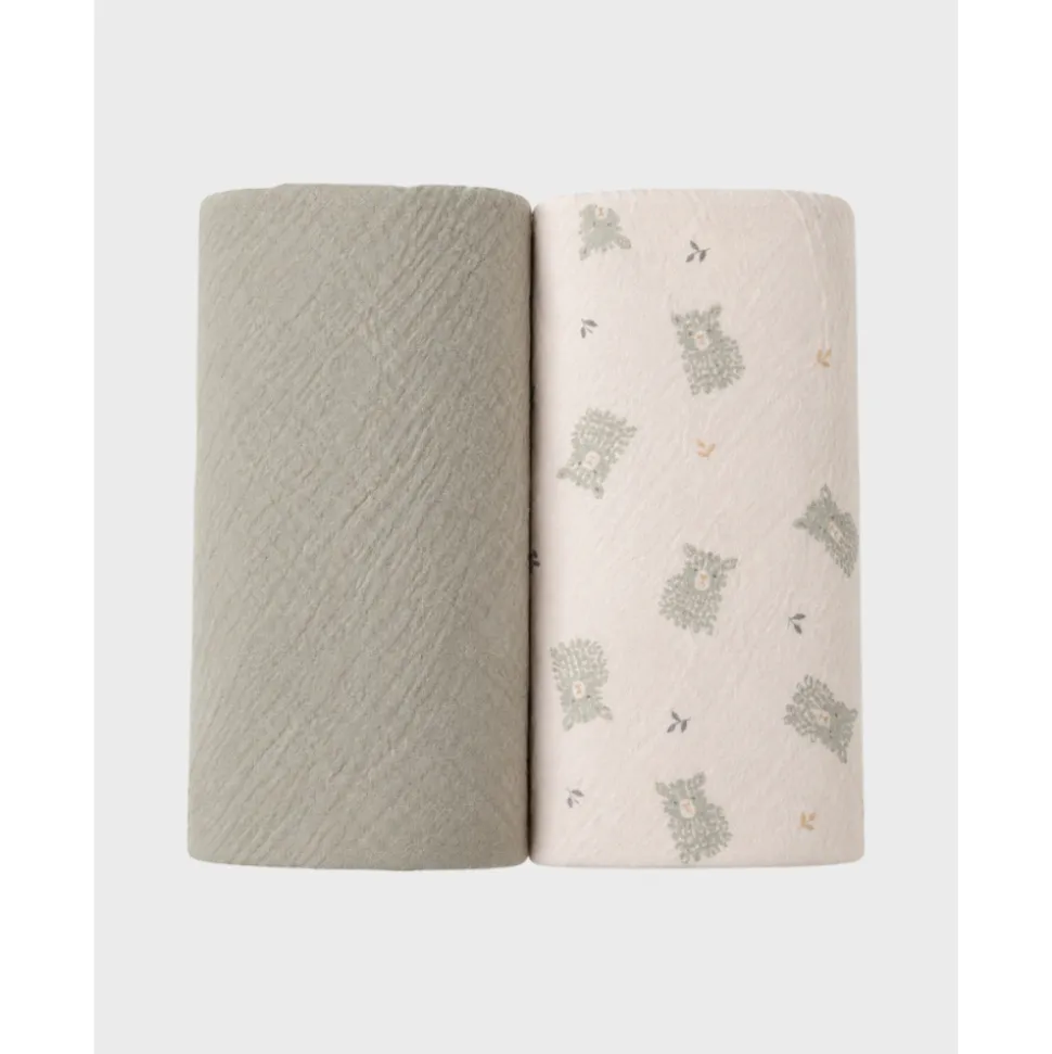 Lot 2 langes 100x100cm mousseline - vert