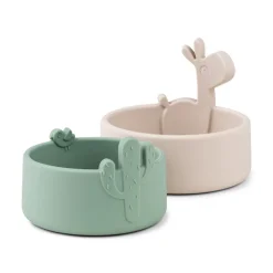 Lots de 2 bols antidérapants sable / vert