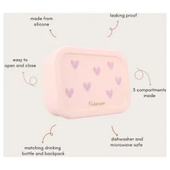 Lunch box 3 compartiments en silicone coeurs