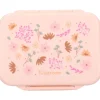 Lunch box inox 2 compartiments fleurs rose