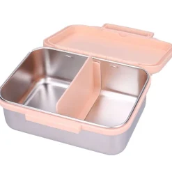 Lunch box inox 2 compartiments fleurs rose