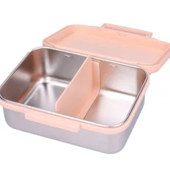 Lunch box inox 2 compartiments cerises rose