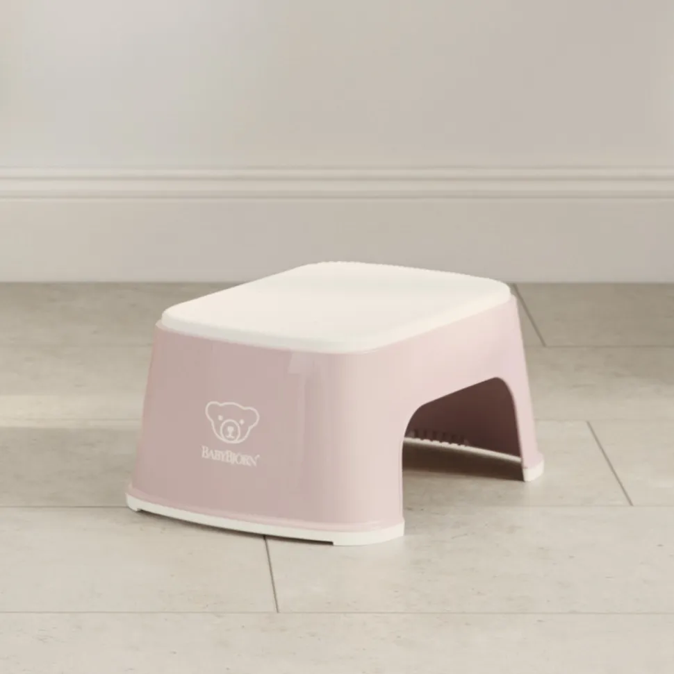 Marche pied enfant rose pastel et blanc