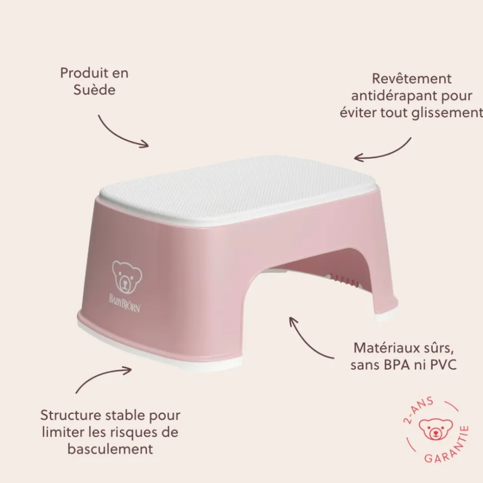 Marche pied enfant rose pastel et blanc