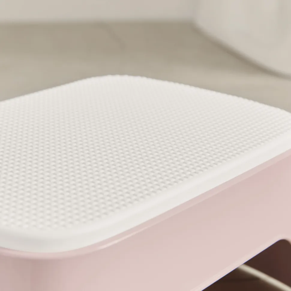 Marche pied enfant rose pastel et blanc