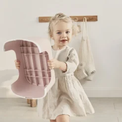 Marche pied enfant rose pastel et blanc