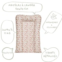 Matelas a langer flocons leopard imprimé - 50x70cm