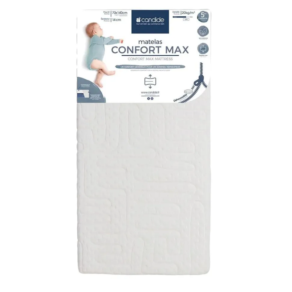 Matelas bébé confort max déhoussable 70 x 140 cm