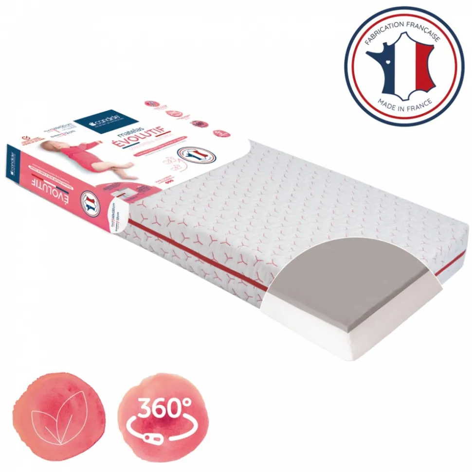 Matelas bébé évolutif déhoussable 60 x 120 cm