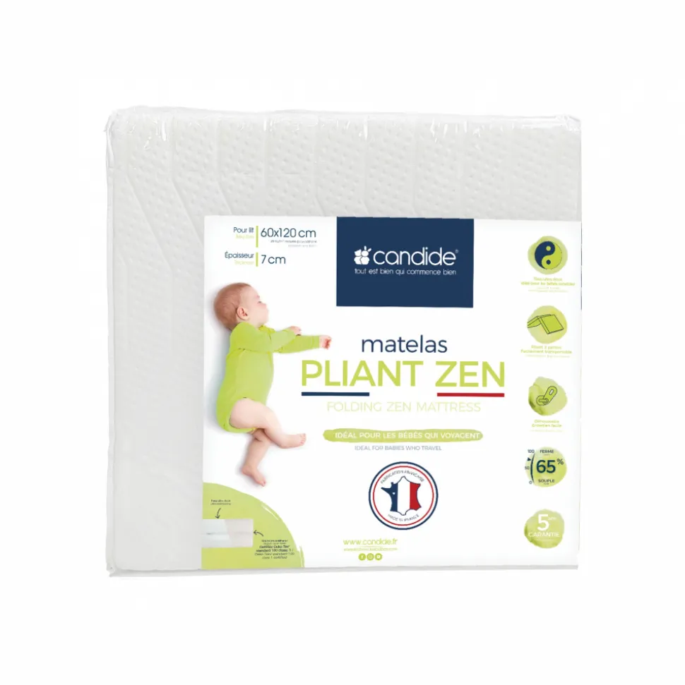 Matelas bébé zen pliant 60 x 120 cm déhoussable