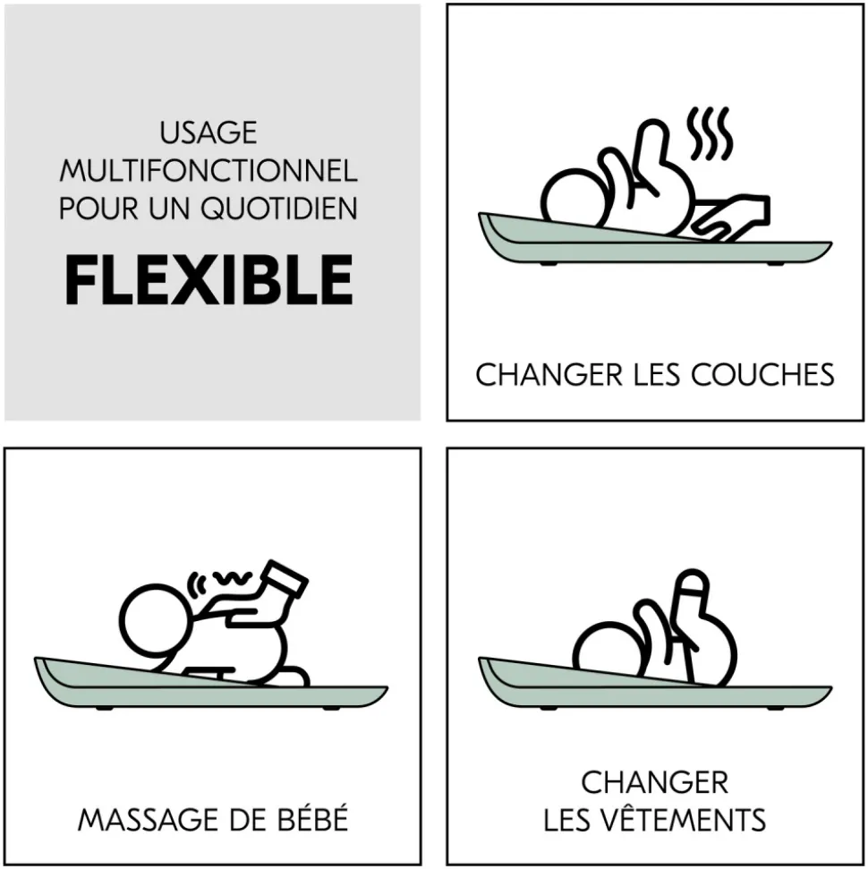 Matelas à langer en mousse soft change n clean sage