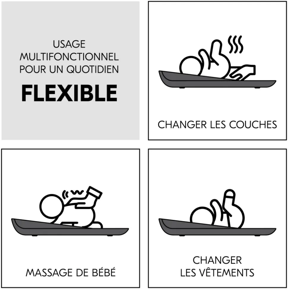 Matelas à langer en mousse soft change n clean anthracite