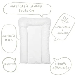 Matelas à langer flocons - blanc - 50 x 70 cm