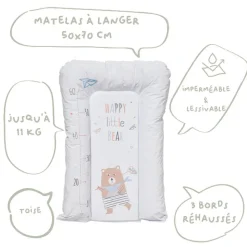 Matelas à langer flocons - little bear - 50 x 70 cm
