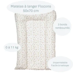 Matelas à langer flocons polka - 50x70cm