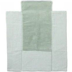 Matelas à langer nomade avec poches gaze de coton rayé vert de gris