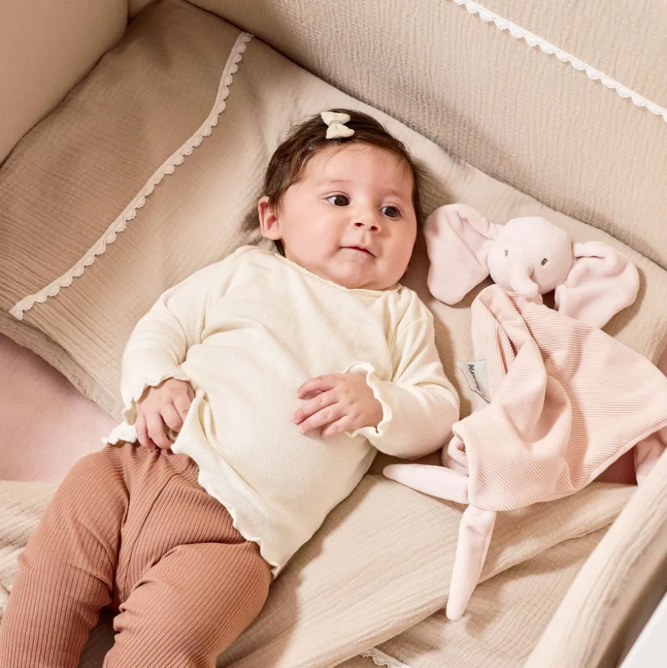 Maxi doudou fanfan éléphant velours côtelé rose fanfan