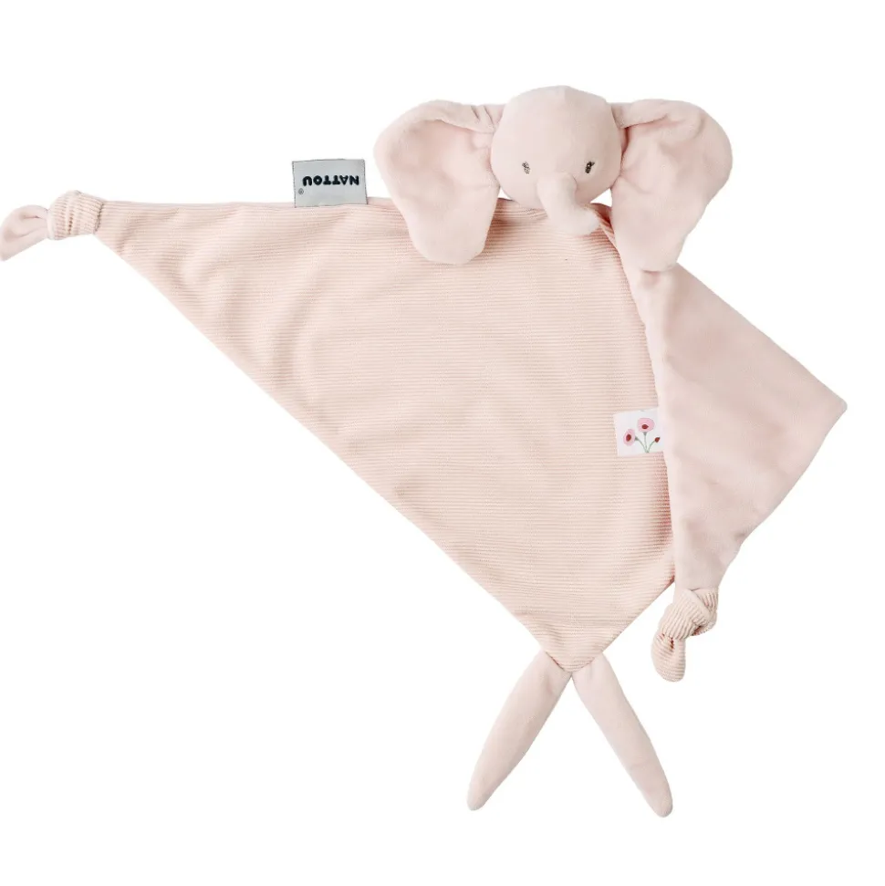 Maxi doudou fanfan éléphant velours côtelé rose fanfan