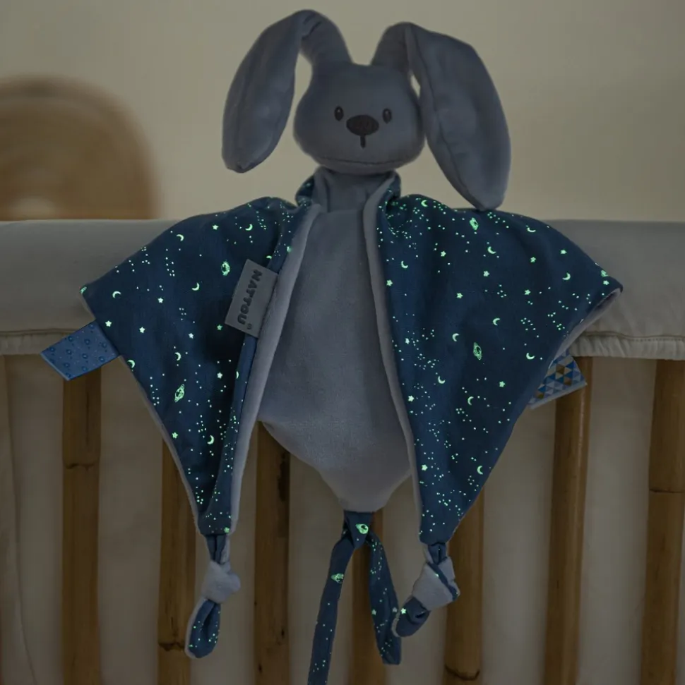 Maxi doudou lapidou phosphorescent glow avec motif imprimé bleu pastel