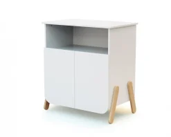 Meuble à langer pirate blanc et hêtre verni