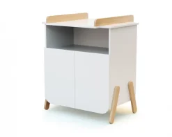 Meuble à langer pirate blanc et hêtre verni
