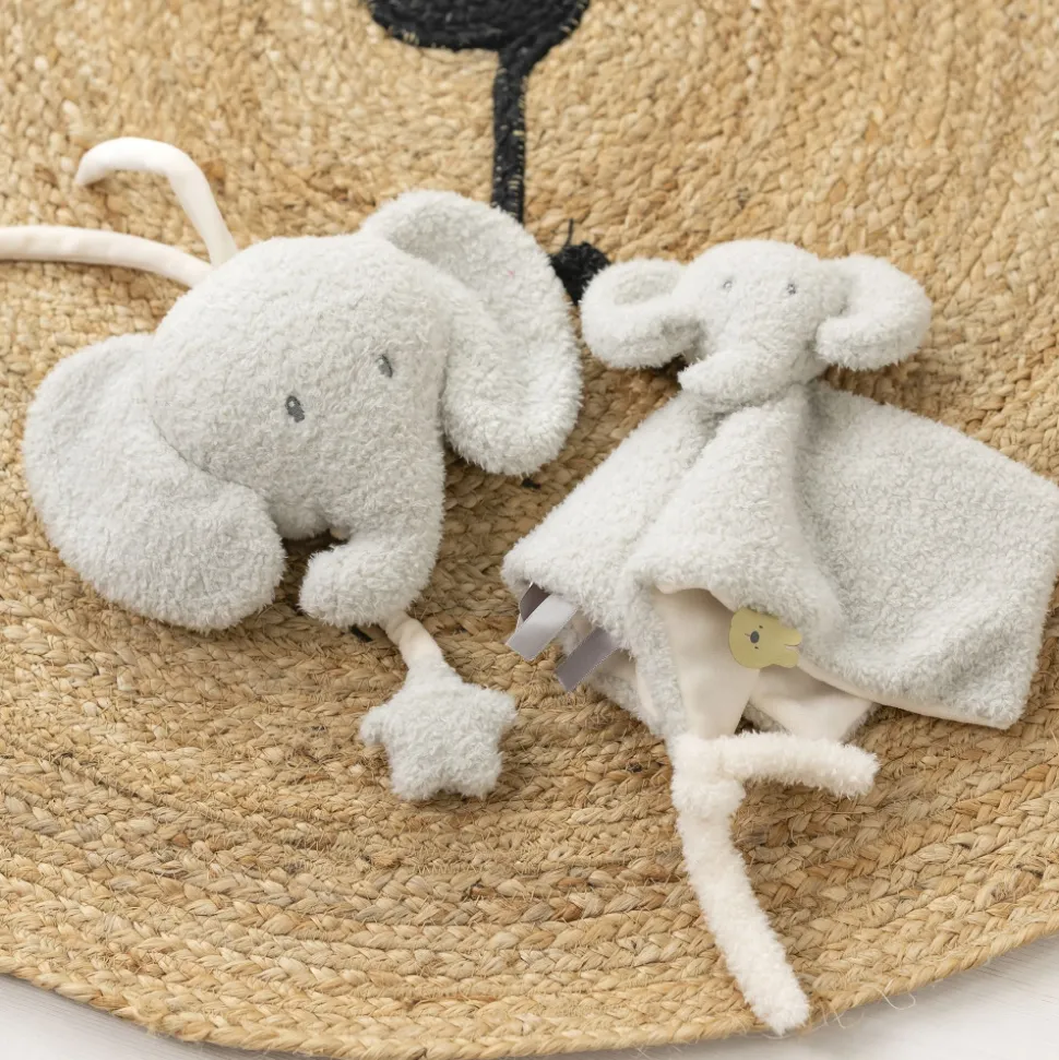 Mini peluche musicale tête éléphant bouclette gris