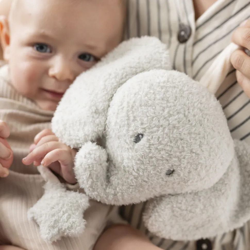 Mini peluche musicale tête éléphant bouclette gris