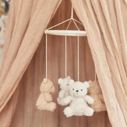 Mobile d'éveil bébé teddy bear naturel et biscuit
