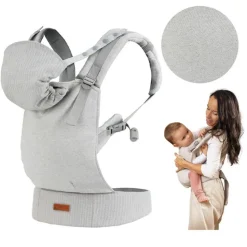 Momi collet baby carrier gray