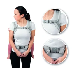 Momi collet baby carrier gray