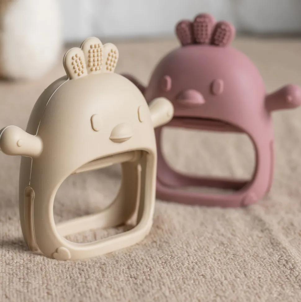 Moufle de dentition en silicone vieux rose