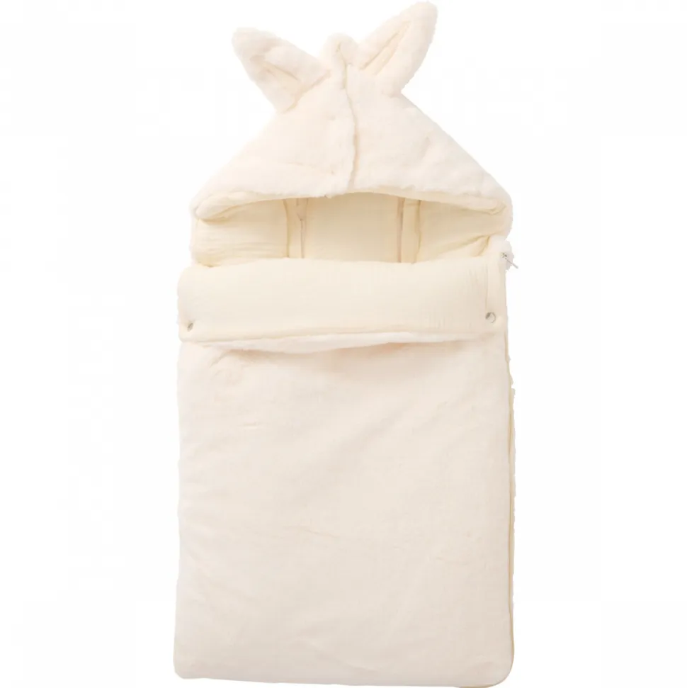 Nid d'ange coton doublé fausse fourrure - angora ivoire