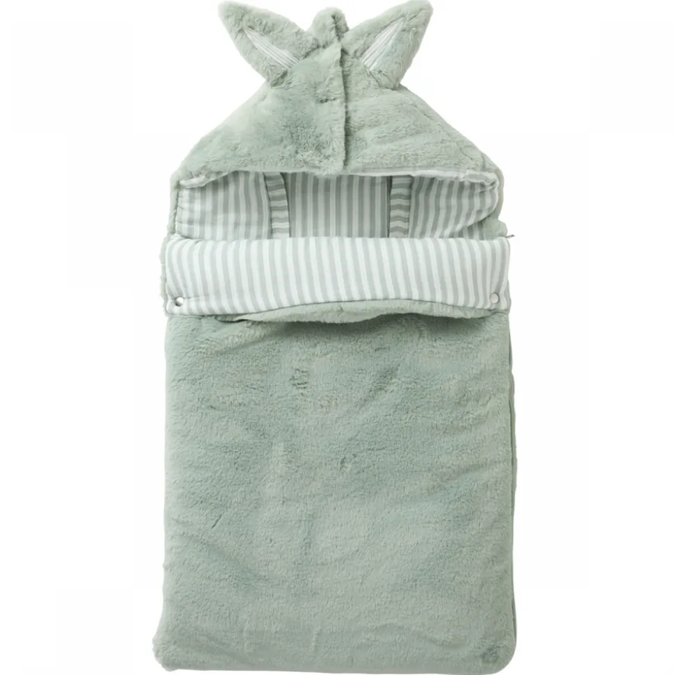 Nid d'ange fausse fourrure angora 0-6 mois rayé - vert de gris