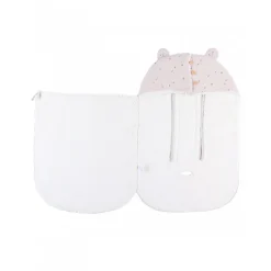 Nid d'ange mousseline de coton et sherpa bali, moka & snow