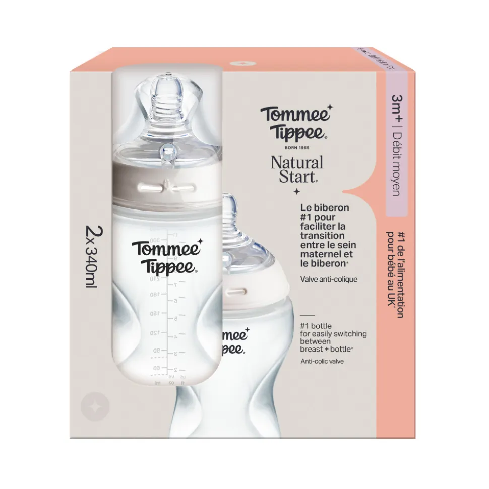 Ot de 2 biberons anti-colique natural start 340 ml